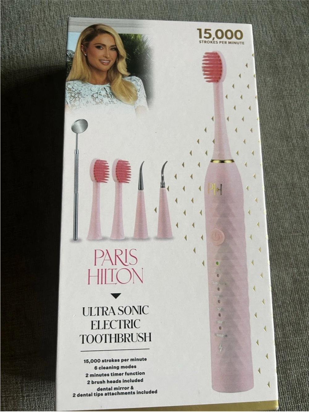Paris Hilton Pink Electric Toothbrush with Gold Accents